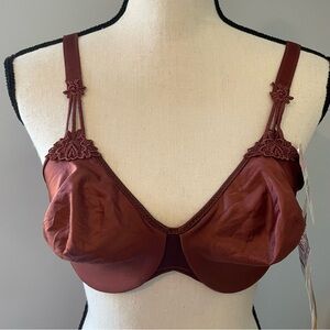Bali bra silken luxury unlined seamless smooth embroidery brown y2k vtg 34D Nwt
